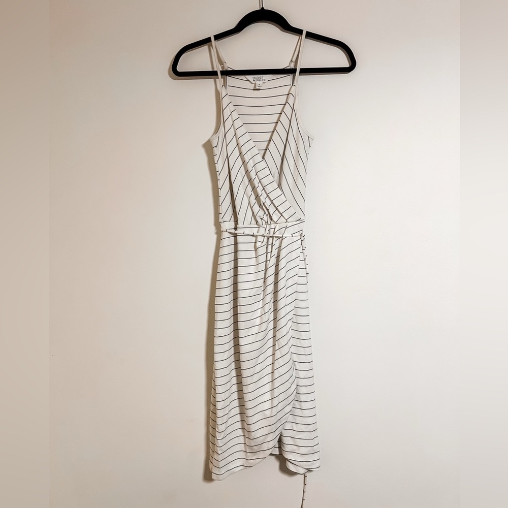 Market & Spruce Black and White Striped Midi Dress